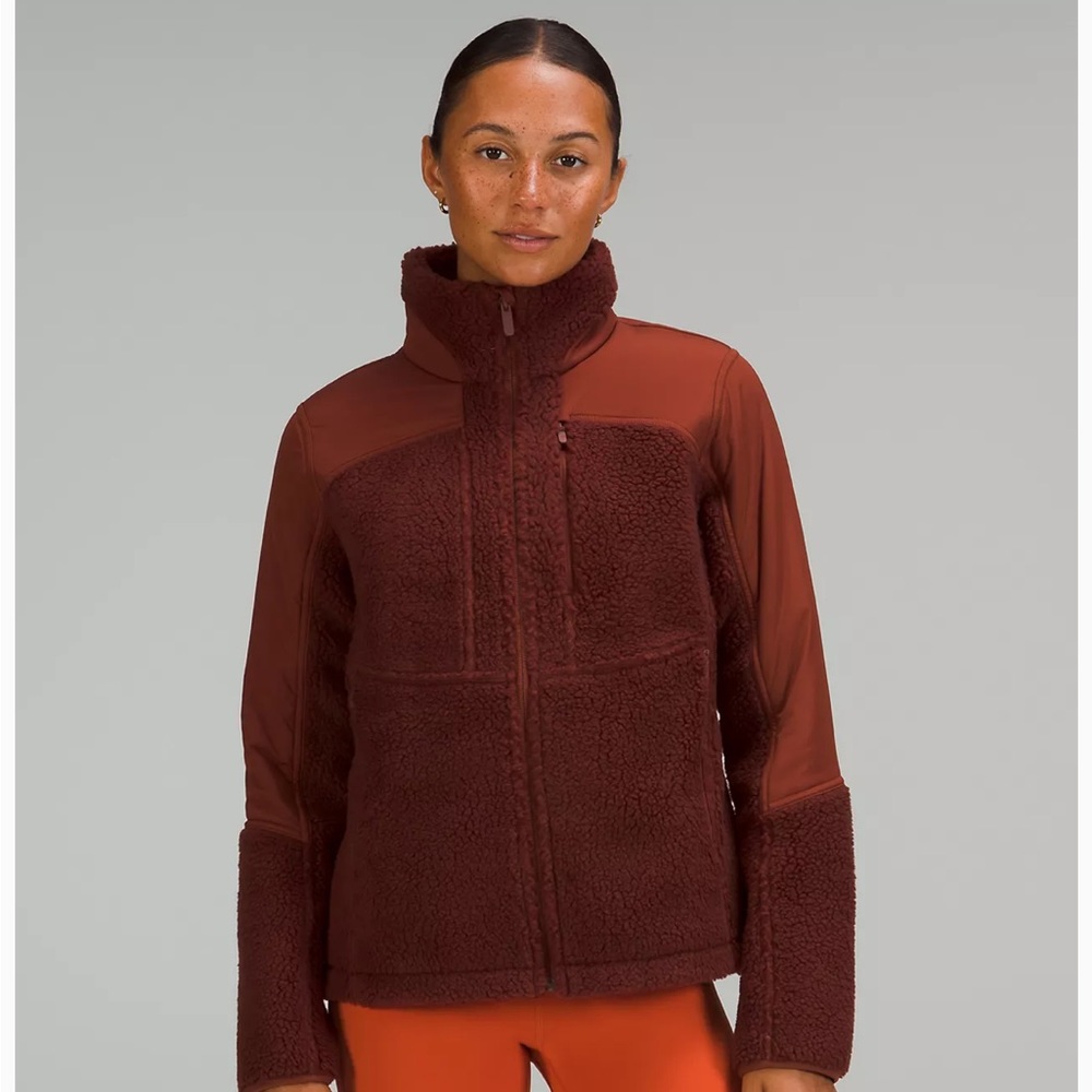 NWOT Lululemon Textured Fleece Full Zip Jacket - Date Brown